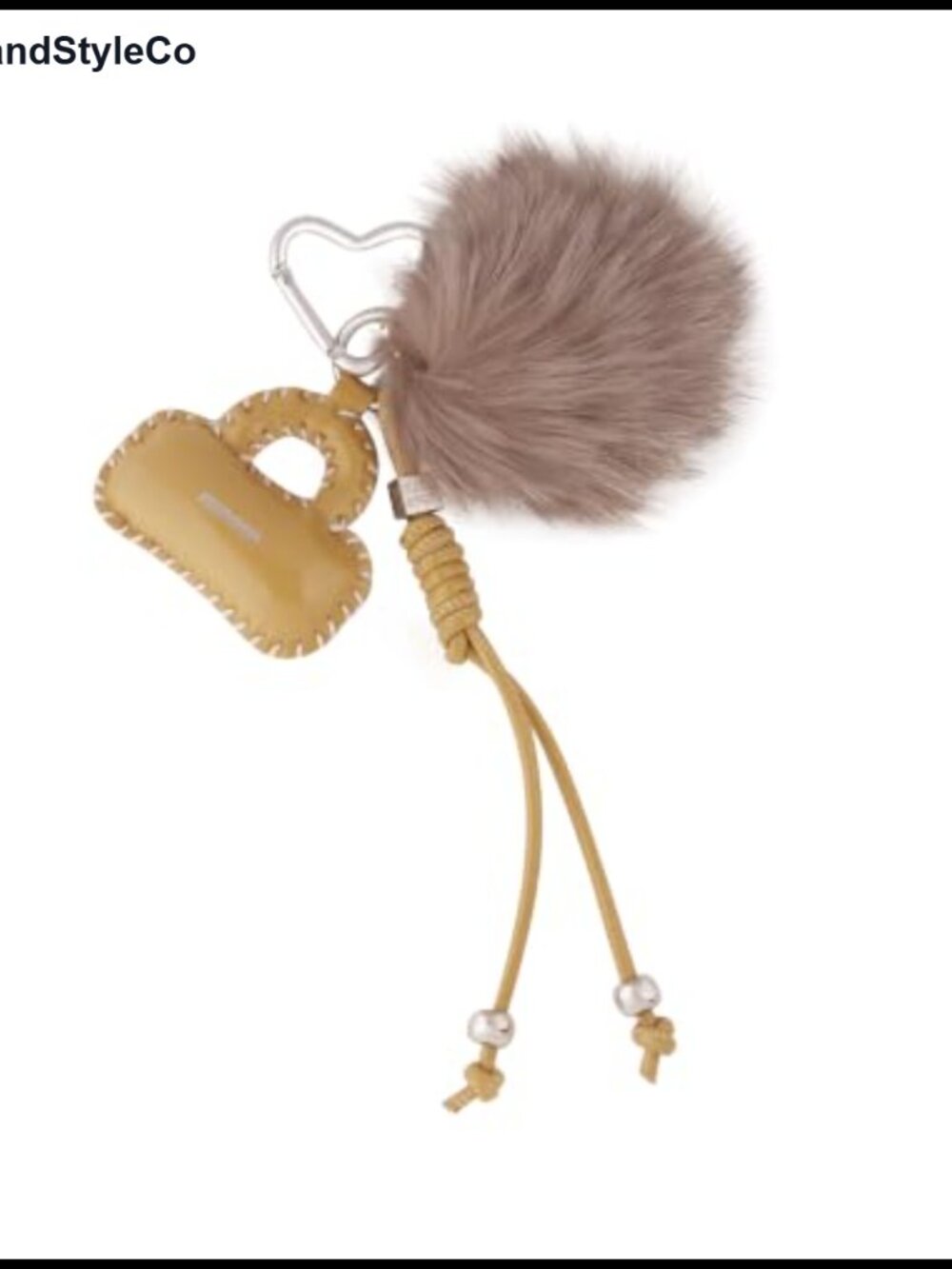 Mini Faux Leather Purse Charm with Faux Fur Pompom Braided Tassel Heart